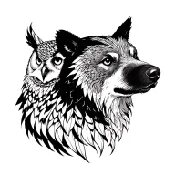 Owl, Bear, and Wolf head tattoo design idea