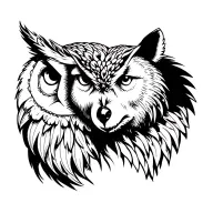 Owl, Bear, and Wolf head tattoo design idea