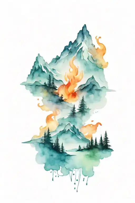 Idaho mountains on fire tattoo design idea