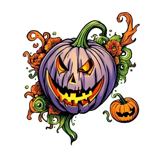 evil scary jack o lantern tattoo design idea