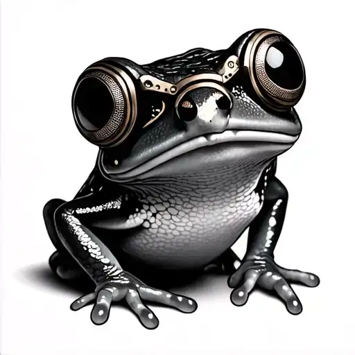 steampunk tree frog with steampunk googles on tattoo design idea