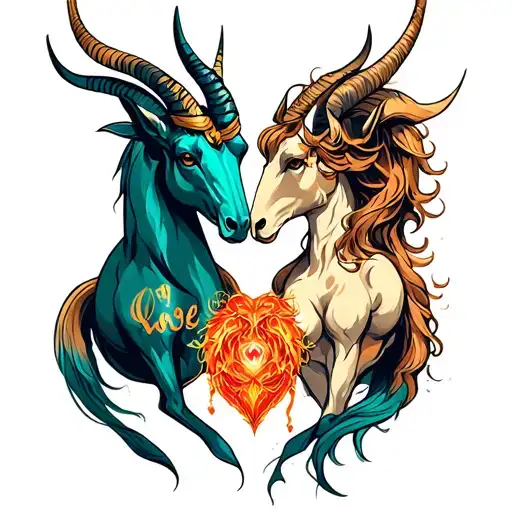 sagitarius and capricorn love hate fight win lose tattoo design idea
