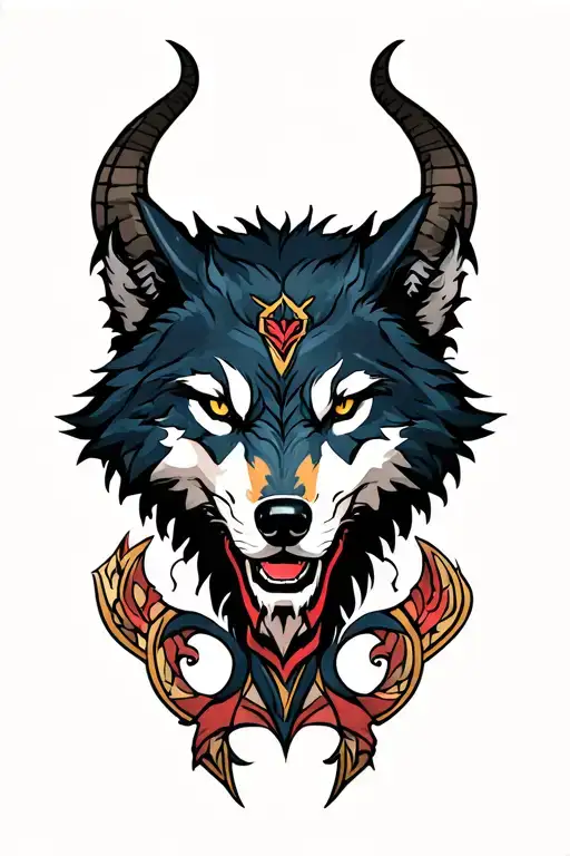 wolf demon tattoo design idea