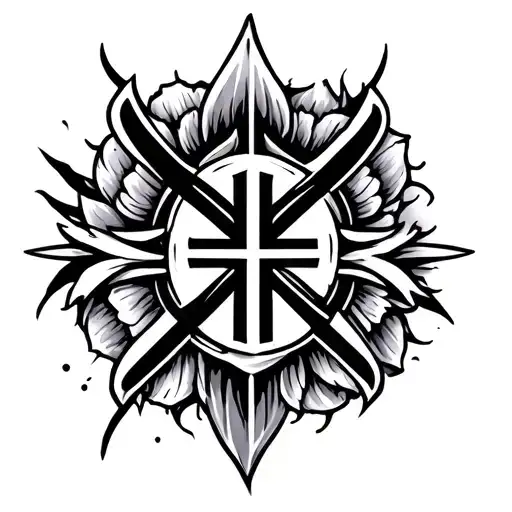 Japanese with christian symbol tattoo design idea