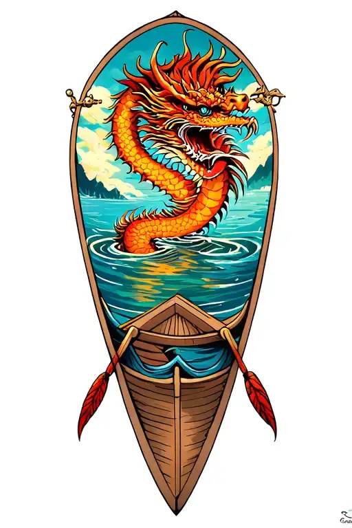 dragon boat inside represent your passion tattoo design idea