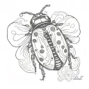 ladybug open wings spread with the name Isabella subtly blended tattoo design idea
