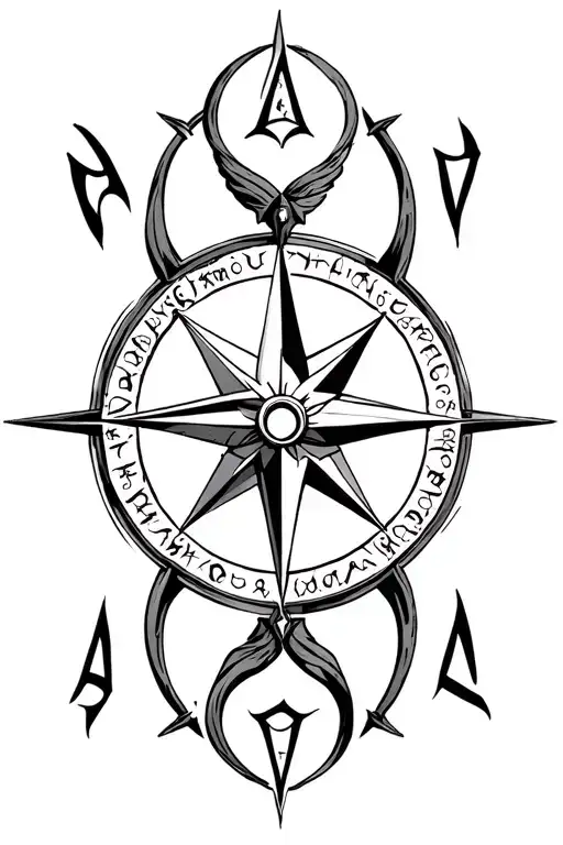 norse compass with runes encircling Seeking tattoo design idea