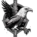 cracked cross with eagle tattoo design idea