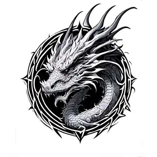 dragon, labyrinth, spirutual, intuitive empath tattoo design idea