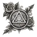 An alchemical symbol representing the balance of spirituality and culinary artistry, with a touch of punk rock edge tattoo design idea