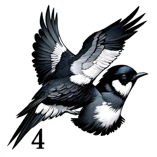 number 4 on neck like birds tattoo design idea
