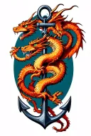 3 dragons wrapped around anchor  tattoo design idea