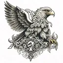 albanian leg and eagel tattoo design idea