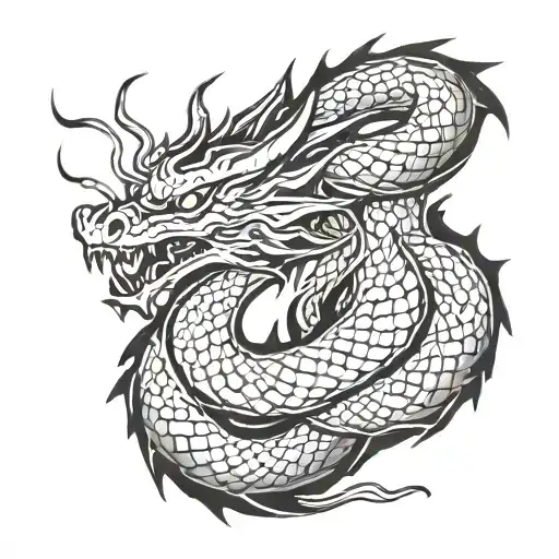 dragon coiled tattoo design idea