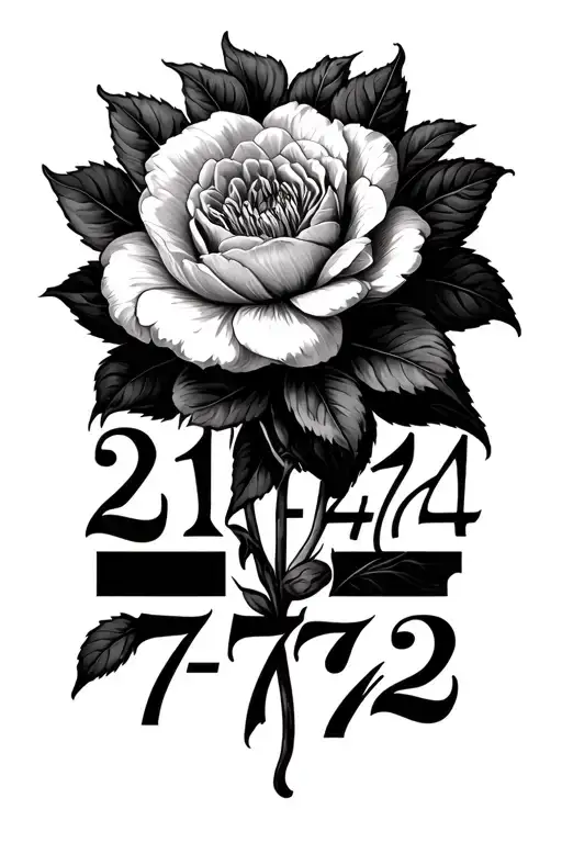 black dahlia Smokey with the Roman numbers 21-47-72 tattoo design idea