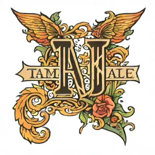word 'tamale' with numbers '1708' tattoo design idea