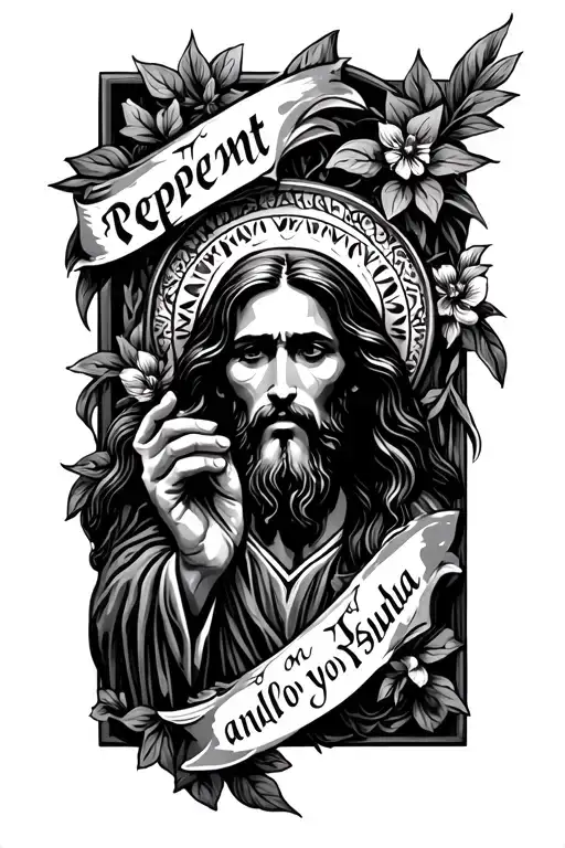 repent turn away and follow Yeshua tattoo design idea