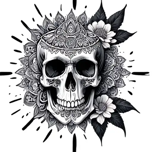 mandala design incorporating skull tattoo design idea