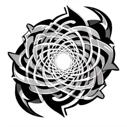 Spiral design made up of interlocking geometric shapes, resembling an ancient symbol used for spiritual transcendence tattoo design idea