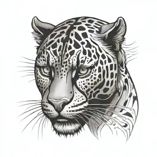 black panther staring back at me. just the head tattoo design idea