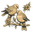 two mourning doves on a wire tattoo design idea