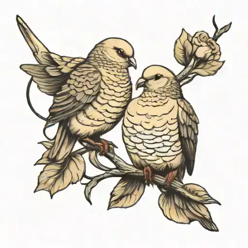 two mourning doves on a wire tattoo design idea