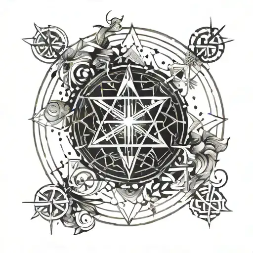 Arcane magic symbols and runes  tattoo design idea