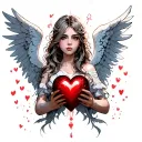 fallen angel holding a heart tattoo design idea