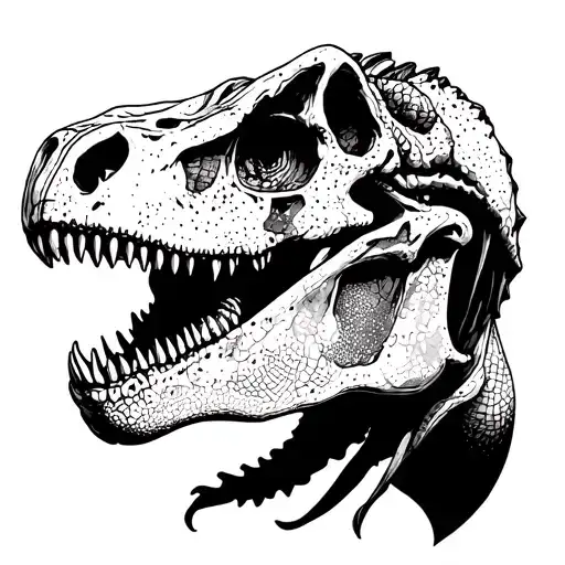 raptor dinosaur skull tattoo design idea