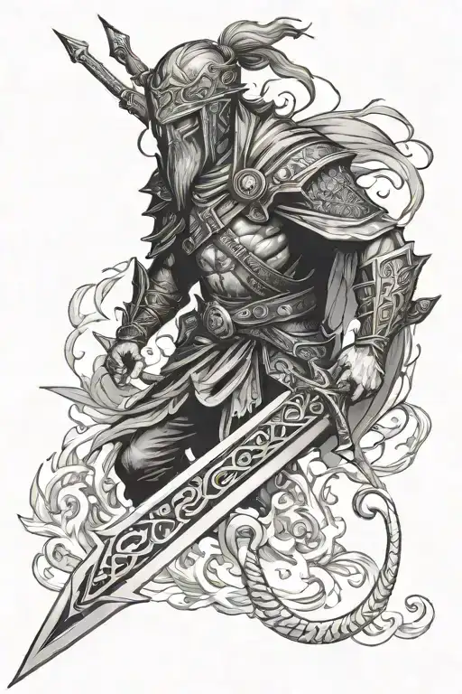 maliketh the black blade cutting tattoo design idea
