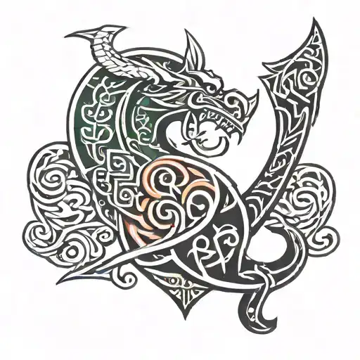 Viking themed symbols  It could be a Norse Myth. A simple design with no exaggeration. it could be “tyrfing in sword” tattoo design idea