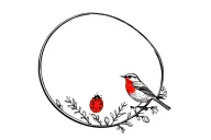 robin bird looking in a mirror reflecting a ladybug tattoo design idea