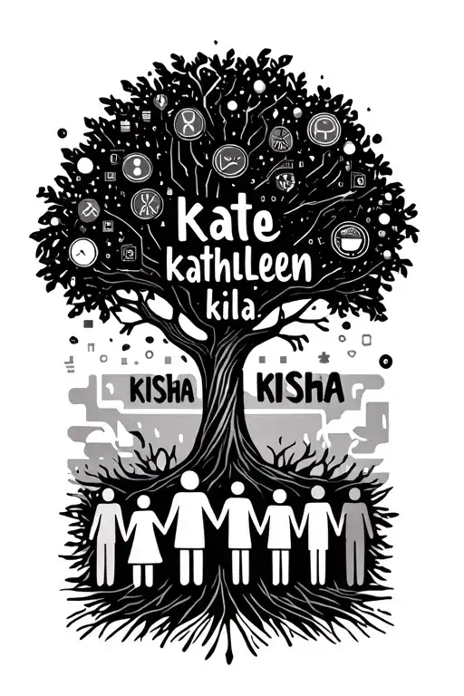 "kate kathleen kisha" tree for software developer coding symbols family holding hands with technology design like electronics tattoo design idea