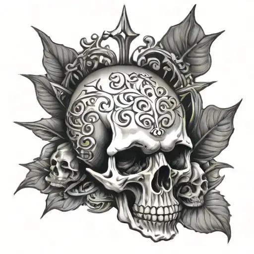Skull and bones tattoo design idea
