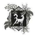 A tree of life intertwined with a Capricorn Aquarius hybrid symbol,smoke, gas masks, king and queen crown tattoo design idea