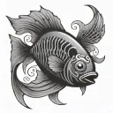 christian fish symbol with G>^v inside representing tattoo design idea