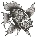 christian fish symbol with G>^v inside representing tattoo design idea