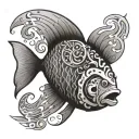 christian fish symbol with G>^v inside representing tattoo design idea