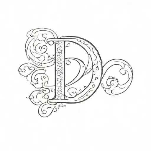 literature letter "D" tattoo design idea