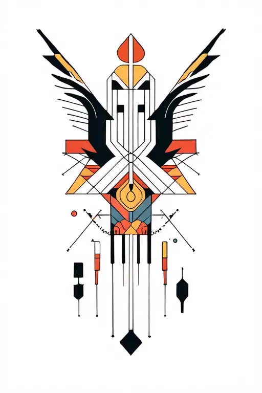 synthesizer cirquit geometric design under knee color tattoo design idea