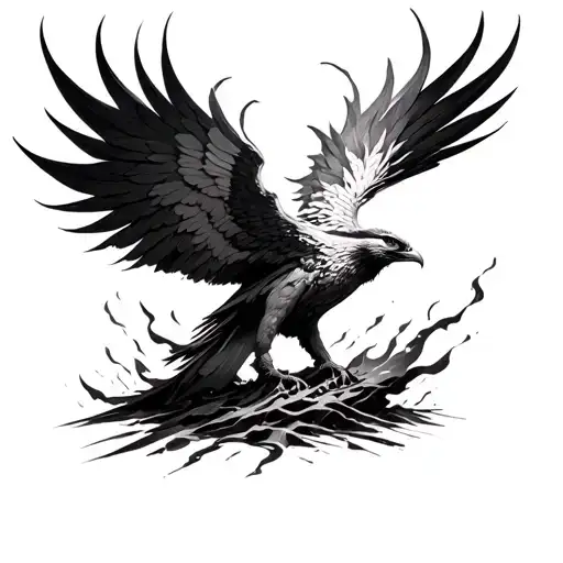 phoenix rising from the ashes tattoo design idea