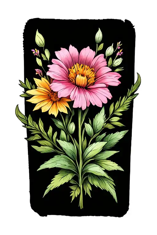 August And March Birth Flower tattoo design idea