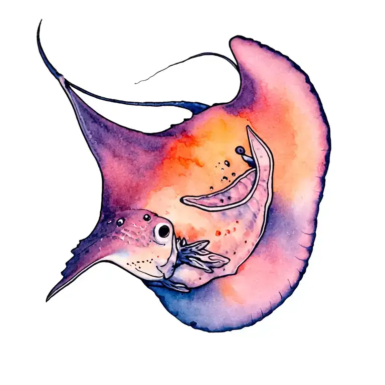 stingray swimming tattoo design idea