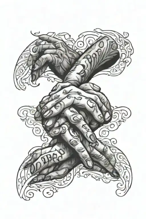 3 people holding hands with names and birthdays   tattoo design idea