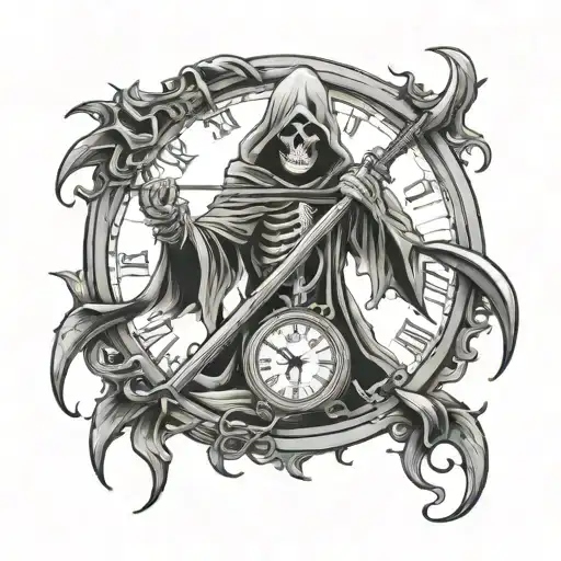 grimreaper sandclock tattoo design idea
