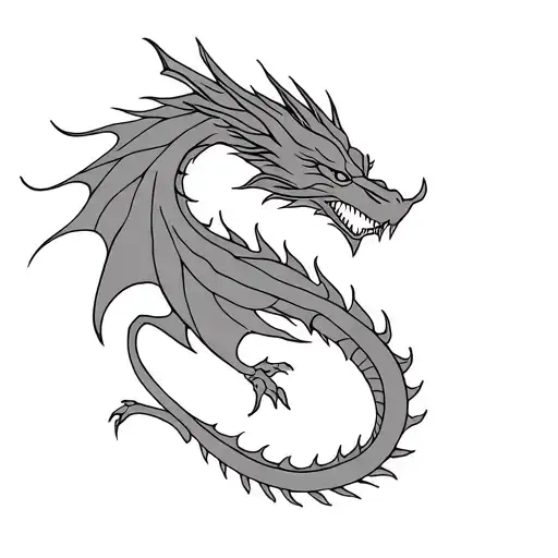 stencil of western dragon tattoo design idea