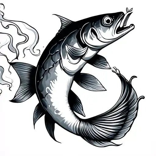 fish smoking cigarette tattoo Fish Smoking Cigarette Y6G2DcXyYMms3PgHx4nZ32 Black Grey Tattoo