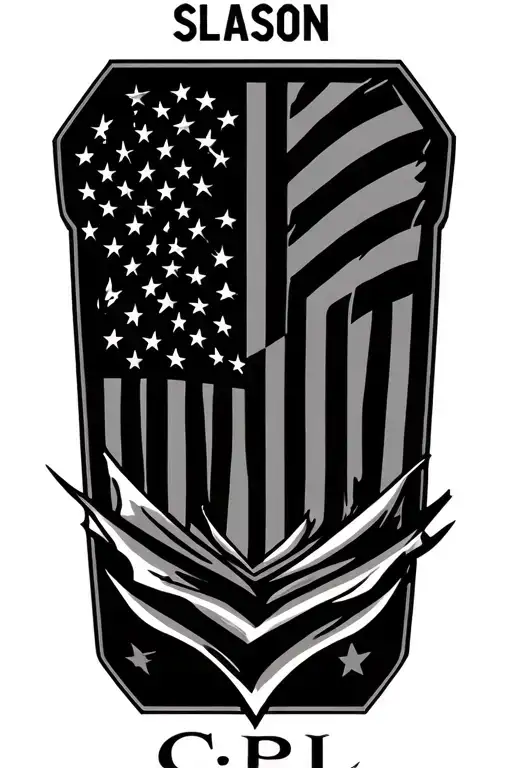 "SLASON, CPL chevrons" United States Marine Corps, American flag tattoo design idea