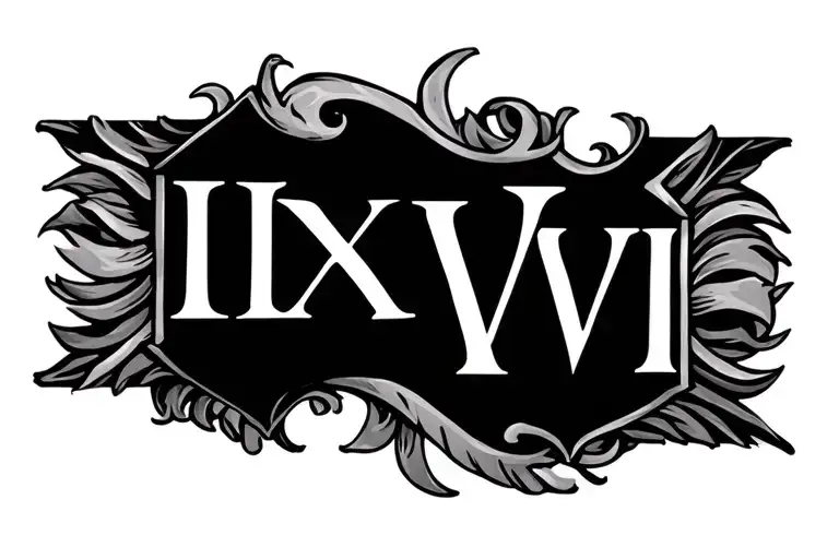 roman numerals IX VIII VII 4 inches long 1 inch wide no background tattoo design idea