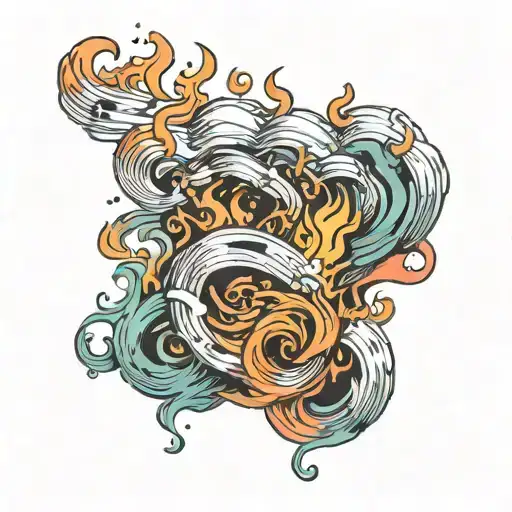 whimsical flames wrapped around the lyrics what a lovely way to burn tattoo design idea